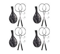Relaxdays 4X Set Badminton con Borsa, 8 Palline Robuste, Volano per Bambini e Adulti, Sport da Esterno, HxB 66x20 cm,Grigio