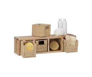 Relaxdays 4x set mobile in legno con 4 cubi