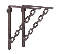 Relaxdays 4X Staffe a Chain per Mensole, Set da 4, Stile Antico, Stile a Catena, Reggimensola a L, Supporto, Marrone Ruggine