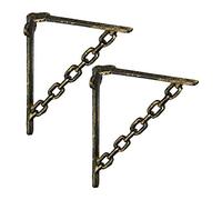 Relaxdays 4X Staffe per Mensole, Set da 4, Stile Antico, Stile a Catena Originale, Reggimensola, Supporto, Bronzo