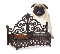 Relaxdays 4x supporto ciotole per cani rustico