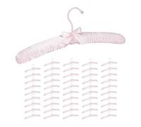 Relaxdays 50x Grucce Appendiabiti in Raso in Set da 50, Imbottite, Gancio Girevole a 360°, Fiocco Decorativo, 38 cm, Rosa