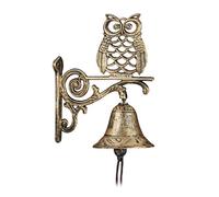 Relaxdays 5x Campanella da parete con gufo dorata