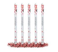 Relaxdays 5X Cannone Sparacoriandoli a Cuore 80 cm, Idea Regalo, Decorazione per Matrimoni, Party e Feste, Gittata 6-8 m, Rosso