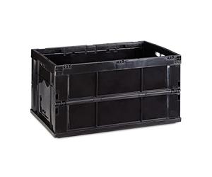 Relaxdays 5X Cassetta Pieghevole, Stabile, da Lavoro, Plastica Resistente, Scatola Portaoggetti 60L, HLP 31,5 x 58,5 x 40 cm, Nero