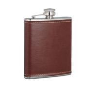 Relaxdays 5X Fiaschetta 200ml, Borraccia Tascabile in Acciaio e Fodera in Pelle Finta, da Viaggio & Fuori Casa, Marrone