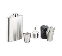 Relaxdays 5X Fiaschetta, Set in Acciaio 35 Accessori, Borraccia da Taschino da 200 ml e Bicchieri,Camping & Eventi,Argento