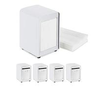 Relaxdays 5X Portatovaglioli da Bar, retrò, Salviette Piccole, per Gelaterie, caffè, Bistro, HxLxP: 15x9,5x11, Bianco