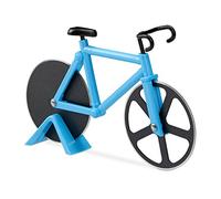 Relaxdays 5X Tagliapizza Bicicletta, Rotella per Pizza a Forma di Bici, Cutter da Cucina in Acciaio Inox, Tagliapasta, Blu