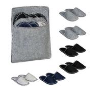 Relaxdays Pantofole per Ospiti, Set da 6 Paia di Ciabatte Taglia Unisex 36-45, Borsa, Feltro, Antiscivolo, Multicolore, 100%