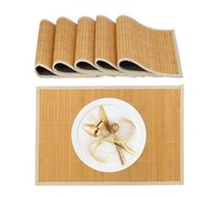 Relaxdays Tischset 6er Set Bambus Set di 6 bambù, Bordo in Tessuto, Antiscivolo, 45 x 30 cm, Piatto, Tavolo da Pranzo, tovagliette quadrate, Color Crema, 90% 10% Poliestere
