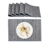 Relaxdays 6 Tovagliette all'Americana da Tavolo in bambù, Base Antiscivolo 30x45 cm, Facile da Pulire, Grigio, 90% 10% Poliestere, 45 x 30 cm