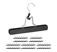 Relaxdays 60x Grucce in Legno con Morsetto, Gancio Girevole a 360 Gradi, Rivestimento in Feltro, HLP 17 x 25 x 2,3 cm, Nero