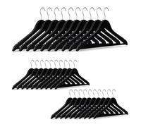 Relaxdays Set da 60 Grucce, Asta per Pantaloni, Gonne, Camicie, Giacche, Gancio Girevole a 360°, in Legno, Nero