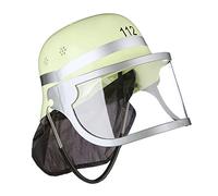 Relaxdays 6X Casco da Pompiere Bambini, Visiera, Fazzoletto per Collo & Poggia Mento, Regolabile, 24,5x22,5x28 cm, Giallo