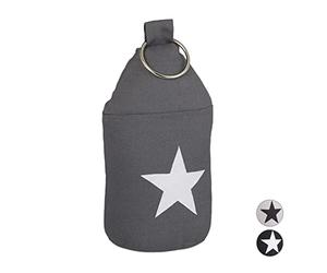 Relaxdays 6X Fermaporta a Pavimento in Stoffa, Sacchetto Alto con Stella e Manico, Bloccaporta HLP 25 x 12 x 12 cm, Grigio Scuro