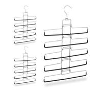 Relaxdays 6X Grucce Multiple, per Pantaloni, Salvaspazio, Antiscivolo, 5 Supporti per Stampella HLP: 52 x 33,5 x 2 cm, Argento