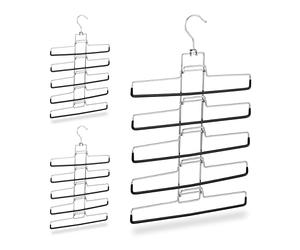 Relaxdays 6X Grucce Multiple, per Pantaloni, Salvaspazio, Antiscivolo, 5 Supporti per Stampella HLP: 52 x 33,5 x 2 cm, Argento