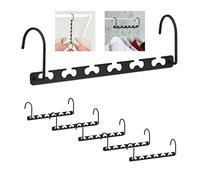 Relaxdays 6x Gruccia Multipla, per 12 Stampelle, Nero | Organizer per Armadio Salvaspazio, Appendino da 26 cm, Metallo