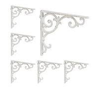 Relaxdays 6X Staffe per Mensole, Supporti dal Design Barocco, Reggimensola Angolari per Scaffali, Stile Vintage, Bianco