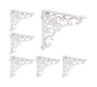 Relaxdays 6X Staffe per Mensole, Supporti dal Design Barocco, Reggimensola Angolari per Scaffali, Vintage, Bianco