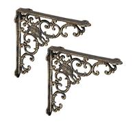 Relaxdays 6X Staffe per Mensole, Supporti dal Design Barocco, Reggimensola Angolari per Scaffali, Vintage, Bronzo