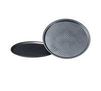 Relaxdays 6x Teglia per Pizza, Rotonda, Forata, Antiaderente, per Crostate e Dolci, Metallo, Forme per Infornare, ∅ 29 cm, Grigio