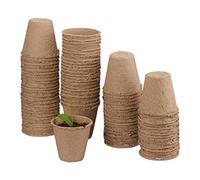 Relaxdays 800x Set da Vasetti per Piantine, Biodegradabili, da Torba, Rotondi, Piccoli Vasi, in Cellulosa, D: 8 cm, Beige