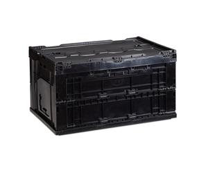 Relaxdays 8x box con coperchio nero 60 litri