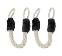 Relaxdays 8X Fermaporta di Corda, Set Maxi, Paracolpi da Maniglia, Sicurezza Bambini & Animali, 60cm, Cotone, Beige/Nero