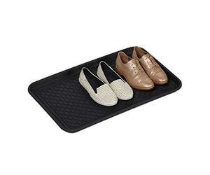 Relaxdays 8X Poggiascarpe, Vaschetta per Scarpe Bagnate, con Bordi, per Corridoio, Armadio, Auto, Pulizia, 3x60x40 cm, Nero