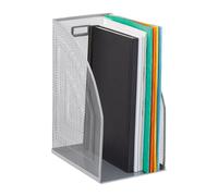 Relaxdays 8X Portadocumenti Verticale in Metallo, Formato A4, Organizer Extra Largo Ufficio, 32 x 16 x 24,5 cm, Argento