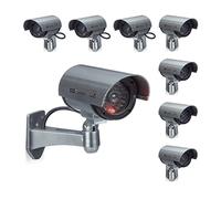 Relaxdays 8X Set Telecamere Finte, Videocamere CCD, Luce LED, Regolabili, Esterno, Interno, Antifurto, Allarme Sicurezza Casa