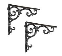 Relaxdays 8X Staffe per Mensole, Supporti dal Design Barocco, Reggimensola Angolari per Scaffali, Stile Vintage, Nero