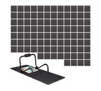 Relaxdays 96x Puzzle Tappeto Ammortizzante Attrezzi Fitness, Tassello 30x30 cm, 4,3 m², Sport e Palestra, Spessore 1 cm, Nero