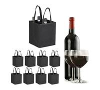 Relaxdays 9x Borsa Porta Bottiglie di Vino e Birra, 9 Scomparti, Portabottiglie e Shopping Bag, 45x24x24 cm, Nero