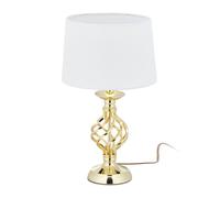 Relaxdays Abat Jour Touch Moderna, Dimmerabile su 3 Livelli di Luce, E14, Lampada da Tavolo per il Salotto, Oro/Bianco, 1 pz