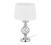 Relaxdays Abat Jour Touch Moderna, Dimmerabile su 3 Livelli di Luce, E14, Lampada da Tavolo per Salotto, Argento/Bianco, 1 pz