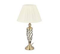 Relaxdays Abat Jour da Comodino Antica, Paralume & Base in Metallo, E27, Lampada da Tavolo, Accessori, Ottone/Bianco, 58 x 32 x 32 cm