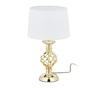 Relaxdays Abat Jour Touch Moderna, Dimmerabile su 3 Livelli di Luce, E14, Lampada da Tavolo per il Salotto, Oro/Bianco, 1 pz