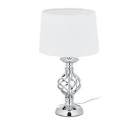 Relaxdays Abat Jour Touch Moderna, Dimmerabile su 3 Livelli di Luce, E14, Lampada da Tavolo per Salotto, Argento/Bianco, 1 pz