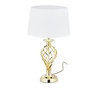 Relaxdays Abat Jour Touch Moderna, Dimmerabile su 3 Livelli di Luce, E27, Lampada da Tavolo per il Salotto, Oro/Bianco, 1 pz