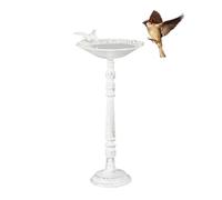 Relaxdays Abbeveratoio, Vaschetta per Uccellini da Terra, Decorazione da Giardino, Accessori per Uccelli, 40 cm, Bianco