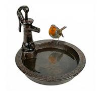 Relaxdays Abbeveratoio per Uccelli, HxLxP: 15 x 17 x 18 cm, ghisa, da appoggio, Ciotola per Cibo e Acqua, Marrone