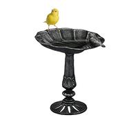 Relaxdays Abbeveratoio per Uccellini da Terra, Vaschetta in Ghisa da Giardino, Resistente alle Intemperie, Nero Argento, 24 x 21 x 18 cm