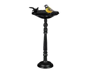 Relaxdays Abbeveratoio per Uccellini da Terra, Vaschetta in Ghisa da Giardino, Resistente alle Intemperie, Nero, 40 x 18 x 20 cm