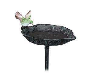 Relaxdays Abbeveratoio per Uccellini in Ghisa, 100,5 x 13,5 x 19 cm, Vaschetta con Asta per Acqua e Mangime, Verde Scuro