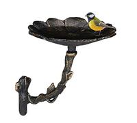 Relaxdays Abbeveratoio, Vaschetta per Uccelli, in Ghisa, a Parete da Esterno, Antiruggine, Decorazione a Fiore, Bronzo