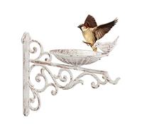 Relaxdays Abbeveratoio, Vaschetta per Uccelli, in Ghisa, a Parete, Resistente Intemperie, Antiruggine, 24x28x14, Bianco