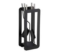 Relaxdays Accessori da Camino e Stufa, Set da 5, Paletta, Scopino, Attizzatoio, Pinza, Supporto, HLP 59x22,5x16 cm, Nero